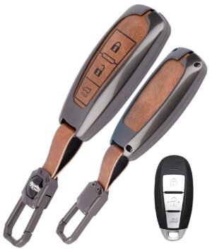 Maruti Suzuki Ertiga Ciaz 3 Button Key Cover - Leather Metal