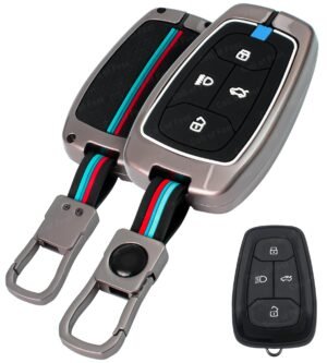 Tata Nexon Altroz 3 Button Key Cover - Metal Silicon