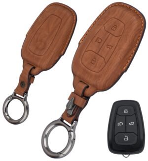 Tata Nexon Altroz 3 Button Key Cover - Wooden Leather