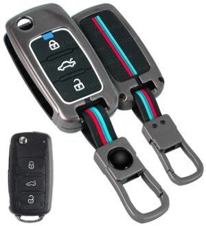 Volkswagen Polo Vento 3 Button Chrome Metal Key Cover - Metal Silicon