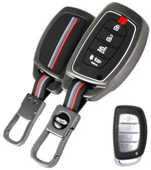 Hyundai Venue 2023 3 Button Key Cover - Metal Silicon