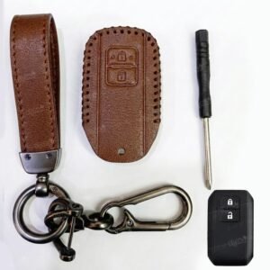Maruti Suzuki Vitara Brezza 3 Button Key Cover - Handmade Leather Cover