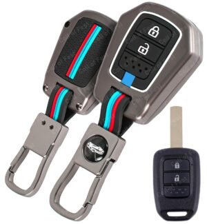 Honda City Amaze WRV 2 Button Brown Key Cover - Metal Silicon