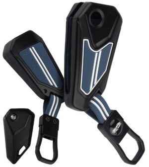 New Mercedes S-Class E-Class 3 Button Key Cover - Black Metal Blue Silicone