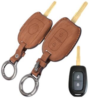 Renault Kiger Triber 4 Button Key Cover - Wooden Leather