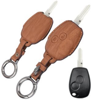 Renault Kwid 3 Button Key Cover - Wooden Leather