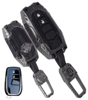 Toyota Innova Crysta 2 Button Black Chrome Key Cover - Transformer Armor Series