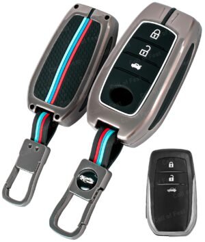 Toyota Fortuner Innova Hycross 3 Button Key Cover - Metal Silicon