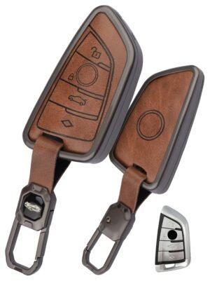 BMW Diamond Button 4 Button Leather Metal Key Cover