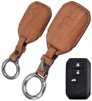 Maruti Suzuki New Swift 2024 3 Button Key Cover - Wooden Leather
