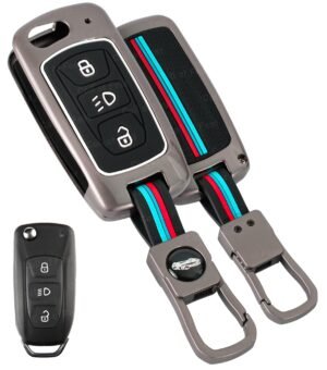 Tata Punch Tiago 3 Button Key Cover - Metal Silicon