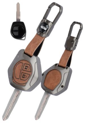 Maruti Suzuki Swift Dzire 3 Button Key Cover - Leather Metal