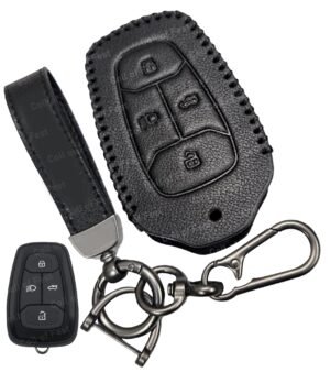 Tata Nexon Altroz 3 Button Key Cover - Handmade Leather Cover