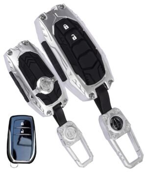 Toyota Innova Crysta 2 Button Black Chrome Key Cover - Transformer Armor Series