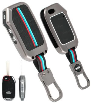 Kia Carens Sonet 4 Button Key Cover - Metal Silicon