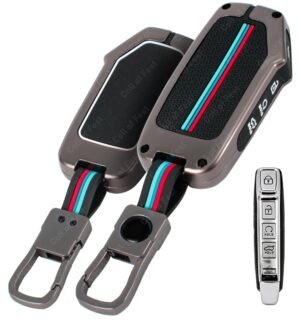Kia Seltos 2024 4 Button Key Cover - Metal Silicon