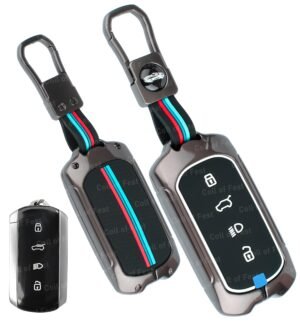 Tata Curvv Curvv EV 4 Button Key Cover - Metal Silicon