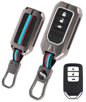 Honda BRV WRV CRV 3 Button Black Chrome Key Cover - Metal Silicon