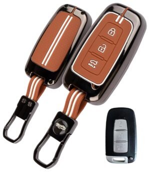 Hyundai Creta Venue i20 3 Button Black Chrome Key Cover