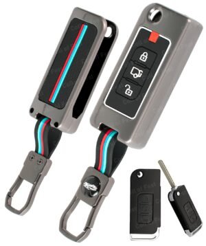 Mahindra XUV400 3 Button Key Cover - Metal Silicon