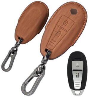 Maruti Suzuki Baleno Brezza 3 Button Key Cover - Wooden Leather