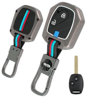 Honda Civic Jazz City 2 Button Metal Key Cover - Metal Silicon