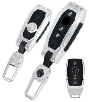 Mercedes E-Class S-Class 3 Button Leather Metal Key Cover - Transformer Armor Series
