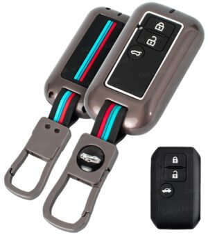 Maruti Suzuki New Swift 2024 3 Button Key Cover - Metal Silicon