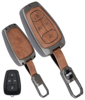 Tata Nexon Altroz 3 Button Key Cover - Leather Metal