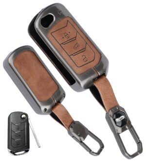 Mahindra XUV700 3 Button Key Cover - Leather Metal