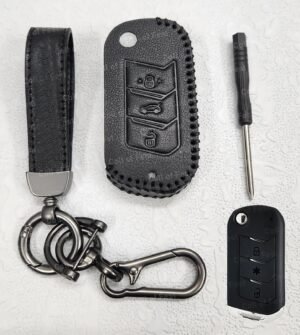 Mahindra XUV700 3 Button Key Cover - Handmade Leather Cover