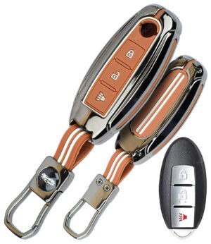 Coll of Fest Premium Metal Silicone Brown Key Cover Compatible with Nissan Micra | Nissan Sunny | Nissan Teana | 3 Button Smart Key Glow in the Dark