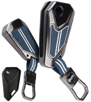 Coll of Fest Metal Blue Silicon Key Cover Compatible with Universal Bike Hero, RE, Bajaj, TVS, Yamaha, Meteor, Honda, Jawa Bikes Flip Key with Keychain Visible in Low-Light Conditions