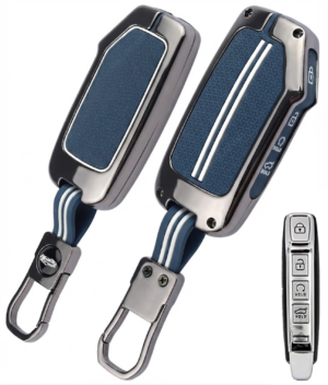 Coll of Fest Metal Blue Silicon Key Cover Compatible with Kia Seltos 2024 2023 Facelift HTX | Carens X Line | Sonet Facelift 4 Button Smart Key Special Feature Visible in Low-Light Conditions