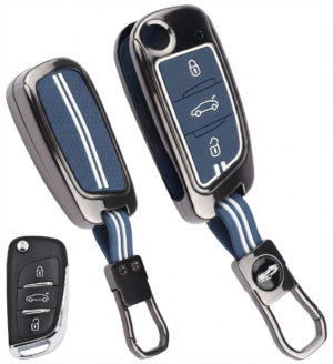 Coll of Fest Metal Blue Silicon Key Cover Compatible with Xhorse B11 DS Remote 3 Button Flip Smart Key Special Feature Visible in Low-Light Conditions
