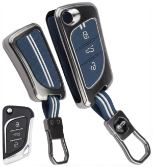 Coll of Fest Metal Blue Silicon Key Cover Compatible with KD/Xhorse LX-B30 Universal Remote 3 Button Flip Smart Key Special Feature Visible in Low-Light Conditions