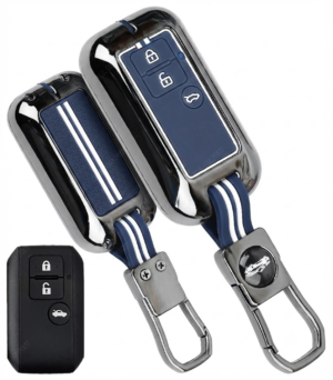 Coll of Fest Metal Blue Silicon Key Cover Compatible with Maruti Suzuki jimny Baleno Grand Vitara XL6 Swift New Brezza Ertiga Dzire 3 Button Smart Key Special Feature Visible in Low-Light Conditions