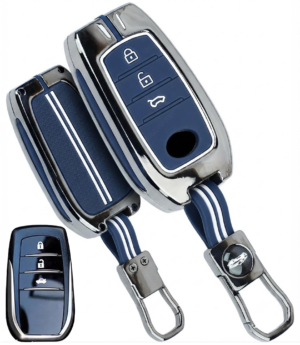 Coll of Fest Metal Blue Silicon Key Cover Compatible with Toyota Fortuner | Fortuner Legender | Innova Hycross | Invicto 3 Button Smart Key Special Feature Visible in Low-Light Conditions