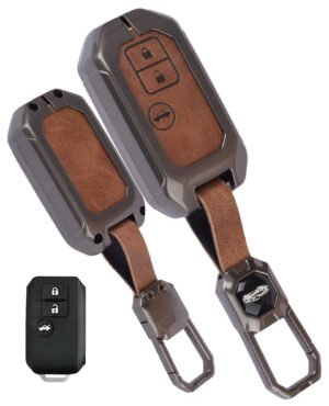 Coll of Fest Metal LeatherKey Cover Compatible with Maruti Suzuki jimny Baleno Grand Vitara XL6 Swift New Brezza Ertiga Dzire 3 Button Smart Key Special Feature Visibilitye in Low-Ligh Conditions