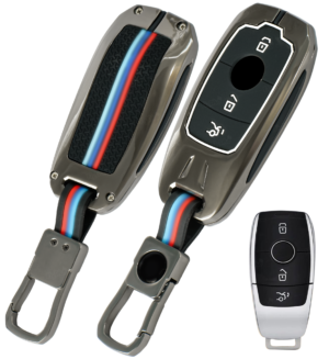 Coll of Fest Metal Silicon Key Cover Compatible with Mercedes Benz E - Class S - Class A - Class C - Class G - Class 2020 Onwards 3 Button New Smart Key Special Feature Visible in Low-Light Condition