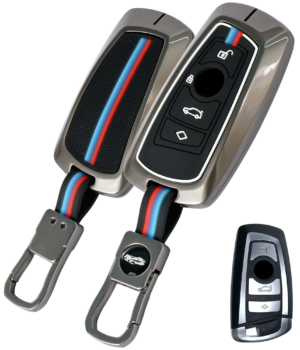 Coll of Fest Premium Metal Silicon Key Cover Compatible with BMW X4, X3, 5 Series, 6 Series, 3 Series, 7 Series 4 Button Smart Key Glow in the Dark