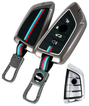 Coll of Fest Premium Metal Silicon Key Cover Compatible with BMW X1 X3 X6 X5 | 5, 6, 7 Series gt Series M, X Series 4 Button Smart Key Glow in the Dark