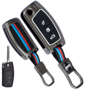 Coll of Fest Premium Metal Silicon Key Cover Compatible with Ford Fiesta | Figo | Old Ecosport Flip Key 3 Button Smart Key Glow in the Dark