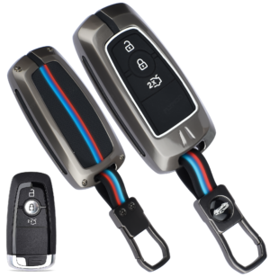 Coll of Fest Premium Metal Silicon Key Cover Compatible with Ford Eco Sport | Figo | Aspire | Endeavour | 3 Button Smart Key Glow in the Dark