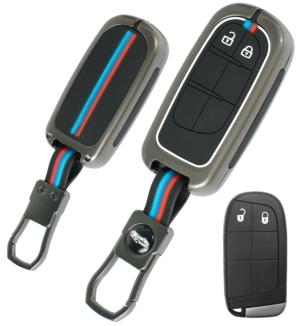 Coll of Fest Premium Metal Silicon Key Cover Compatible with Jeep Compass 2 Button Smart Key Metal and Silicon Protection Glow in the Dark