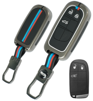 Coll of Fest Premium Metal Silicon Key Cover Compatible with Jeep 3 Button Smart Key Cover Metal and Silicon Protection Glow in the Dark