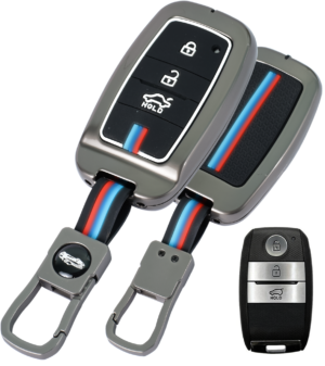 Coll of Fest Premium Metal Silicon Key Cover Compatible with Kia Sonet | Kia Carens | Kia Seltos 3 Button Smart Key Glow in the Dark
