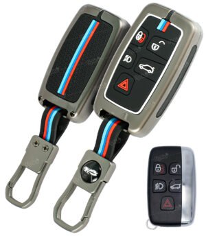 Coll of Fest Premium Metal Silicon Key Cover Compatible with Land Rover | Range Rover Sport | LR2 | LR4 | Evoque 5 Button Key Cover Full Metal Protections Glow in the Dark