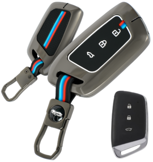 Coll of Fest Premium Metal Silicon Key Cover Compatible with MG Hector 3 Button Smart Key Cover Metal and Silicon Protection Glow in the Dark
