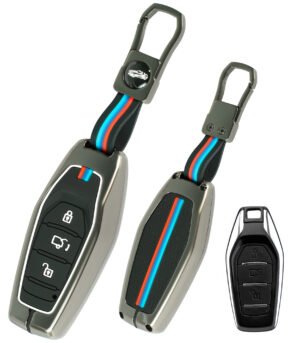 Coll of Fest Premium Metal Silicon Key Cover Compatible with Mahindra XUV 500 3 Button Smart Key Cover Full Metal Protections Glow in the Dark